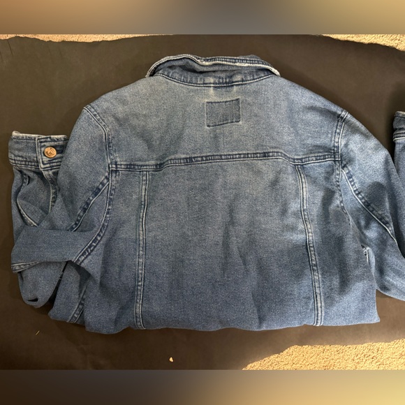 A New Day Hello Sunshine Embroidered Denim Jacket Raw Hem Blue Size L - Picture 7 of 7